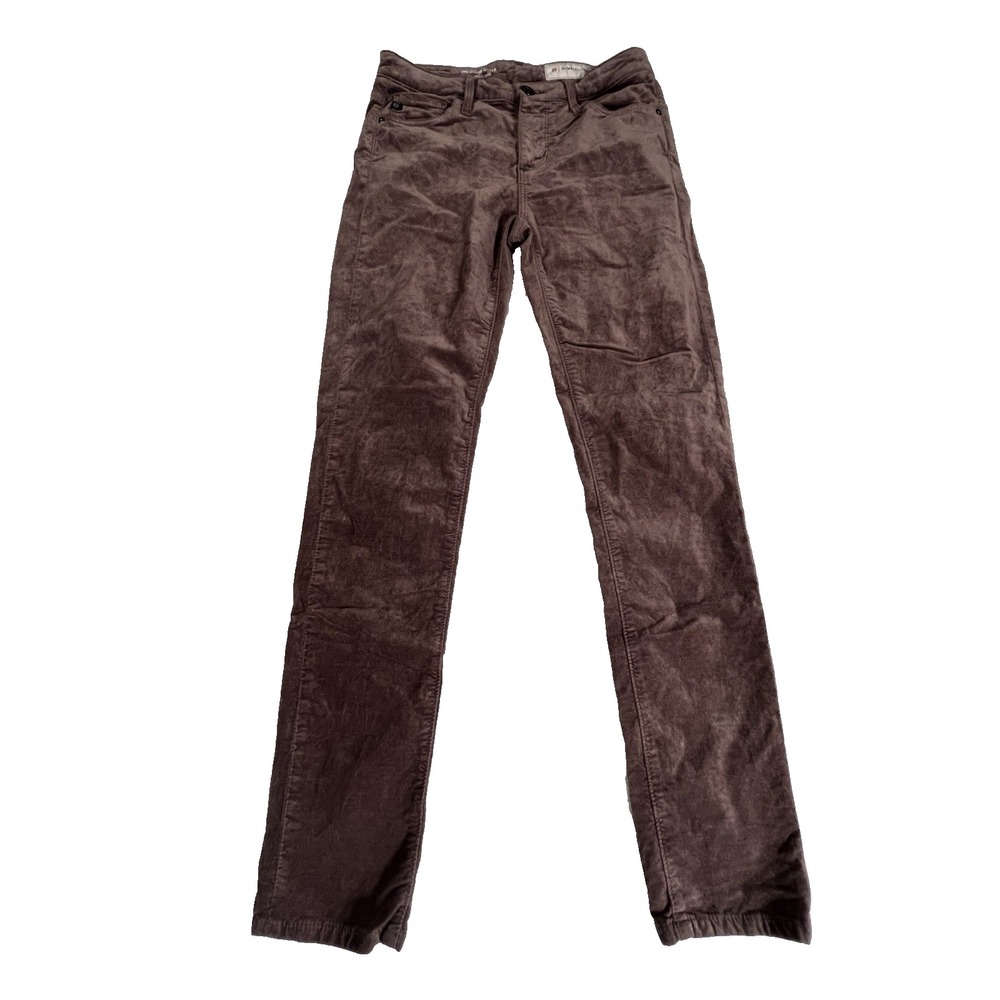Anthropologie AG the Stevie Ankle Slim Straight Taupe Soft Velvet Pants 25R